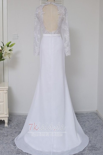 Lange Ärmel Herbst Porträt Natürliche Taille Applike Brautkleid - Seite 5
