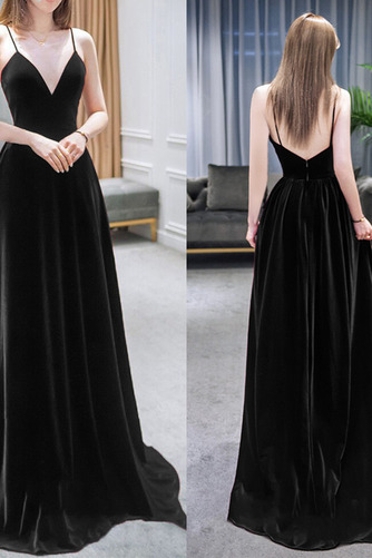 Abendkleid A-Linie Birneförmig Ärmellos Tiefer V-Ausschnitt Elegant - Seite 2