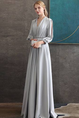 Abendkleid Drapierung Rücken Schnürung Natürliche Taille Perlengürtel - Seite 4