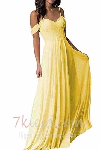 Abendkleid Chiffon A-Linie Schlicht Schulterfrei Tiefer V-Ausschnitt - Seite 4