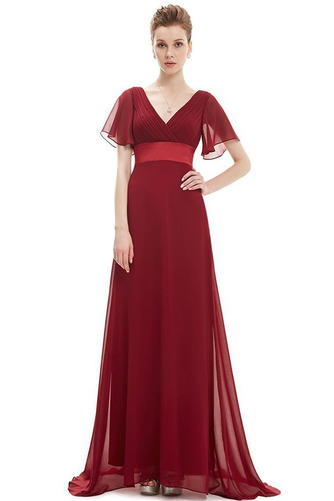 Lockere Ärmel Kurze Ärmel Gerüscht Reißverschluss Chiffon Abendkleid - Seite 13