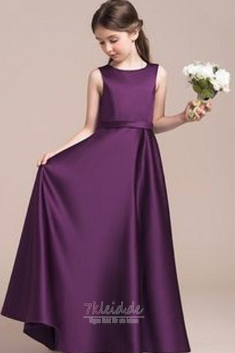 Reißverschluss Formell Natürliche Taille A-Linie Satin Blumenmädchenkleid - Seite 1