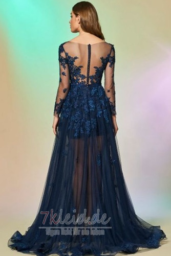 Tiefer V-Ausschnitt Lange Ärmel Natürliche Taille Bateau Sommer Abendkleid - Seite 2