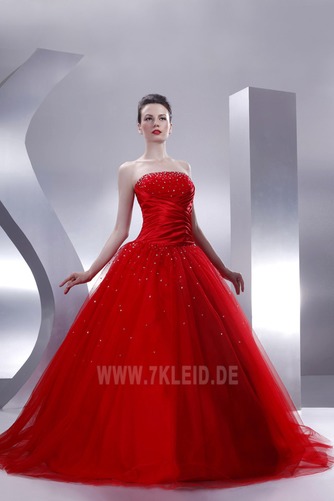 Ärmellos Halle Sternenhimmel Rot Rücken Schnürung Winter Ballkleid - Seite 3