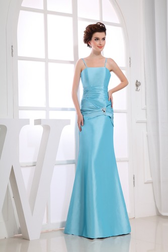 Romantisch Satin Bodenlang Kristall Spaghettiträger Etui Abendkleid - Seite 5