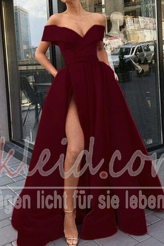 Abendkleid A-Linie Klassiker Oberschenkel-Hoch Geschlitzt Ärmellos - Seite 8