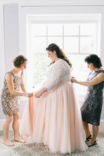 Brautkleid Lange Ärmel Durchsichtige Ärmel Elegant im Freien Tiefer V-Ausschnitt - Seite 2