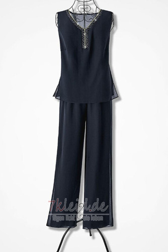 Knöchellang Umgedrehtes Dreieck V-Ausschnitt Chiffon Brautmutterkleid - Seite 7