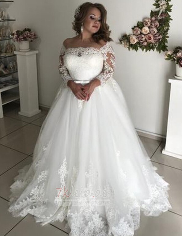 Jahr 2019 Natrliche Taille Outdoor A-Linie Lange rmel Brautkleid