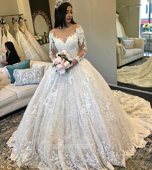 Image: https://www.7kleid.com/p/a-ws7pokh3j-e2/naturliche-taille-outdoor-spitzen-overlay-jahr-2019-a-linie-brautkleid.jpg Prinzessin brautkleider