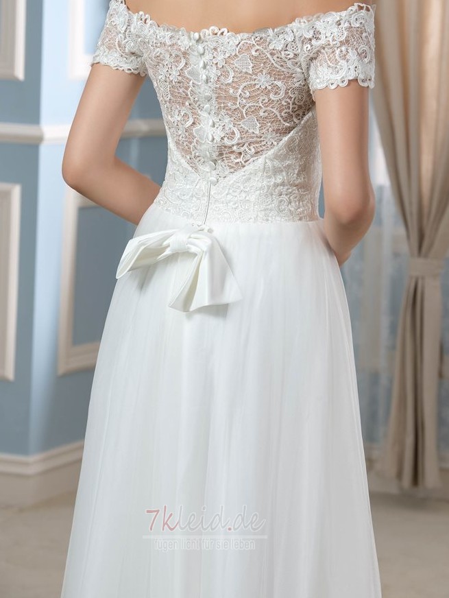 Spitzen-Overlay Rechteck Durchsichtige Ärmel Luxus Brautkleid