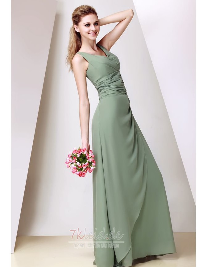 V-Ausschnitt Reißverschluss Elegant A-Linie Chiffon Sommer Brautjungfernkleid